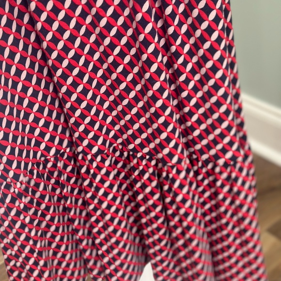 BODEN 14 Dress Navy Red Boatneck Ruffled Hem large XL - Picture 2 of 9